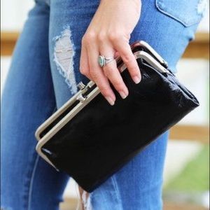 Hobo Classic Double Wallet - Black Vintage Leather